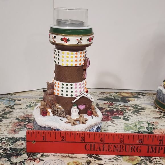 Danbury Mint Lighthouses of Christmas Candlesticks Set  3 Cheryl Spencer Collin - Picture 6 of 11